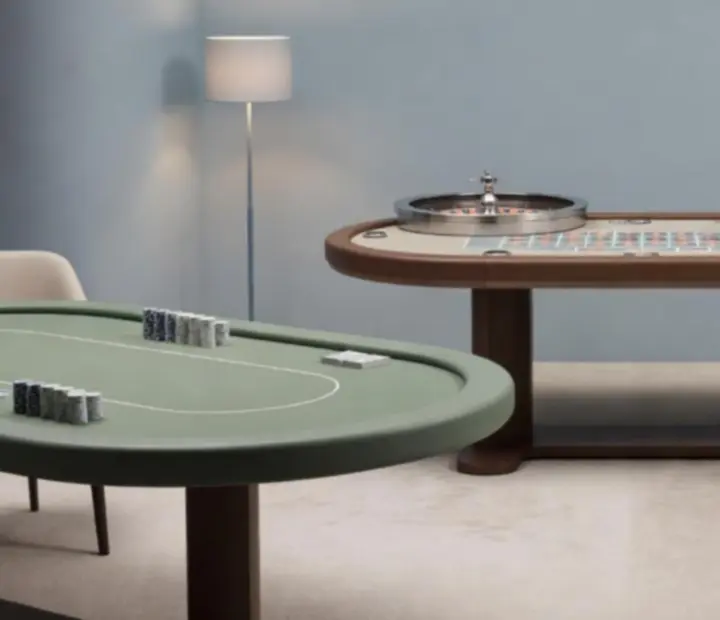 Dobór stołów pokerowych, ruletki, dekoracji i oświetlenia do eleganckiego wydarzenia.
