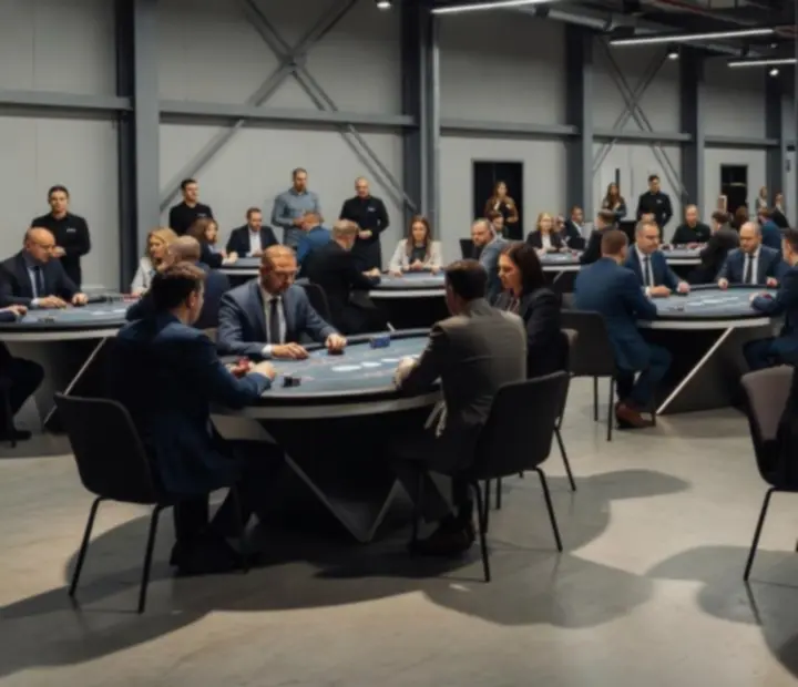 Gala rozrywkowa z pokerem i blackjackiem w przestrzeni konferencyjnej w Katowicach
