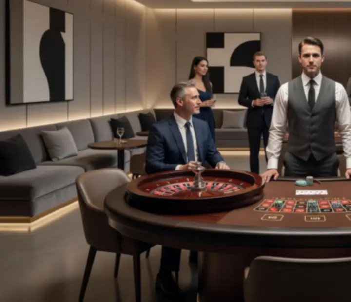 Stoły do ruletki i blackjacka z elegancką obsługą podczas eventu